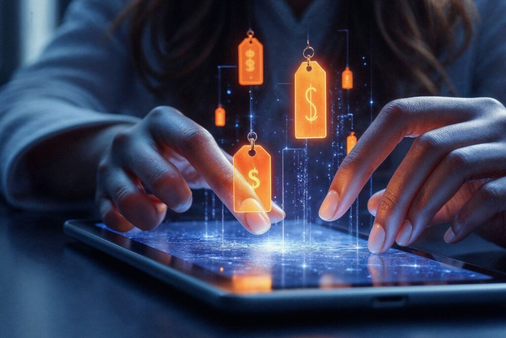 Graphic highlighting key factors affecting UI/UX design costs such as project complexity, number of screens, research depth, and design systems.