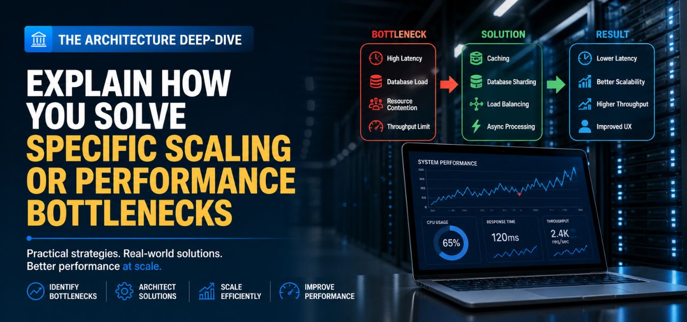 Architecture deep dive illustrating how to solve scaling and performance bottlenecks with system optimization, load balancing, and real-time analytics dashboard