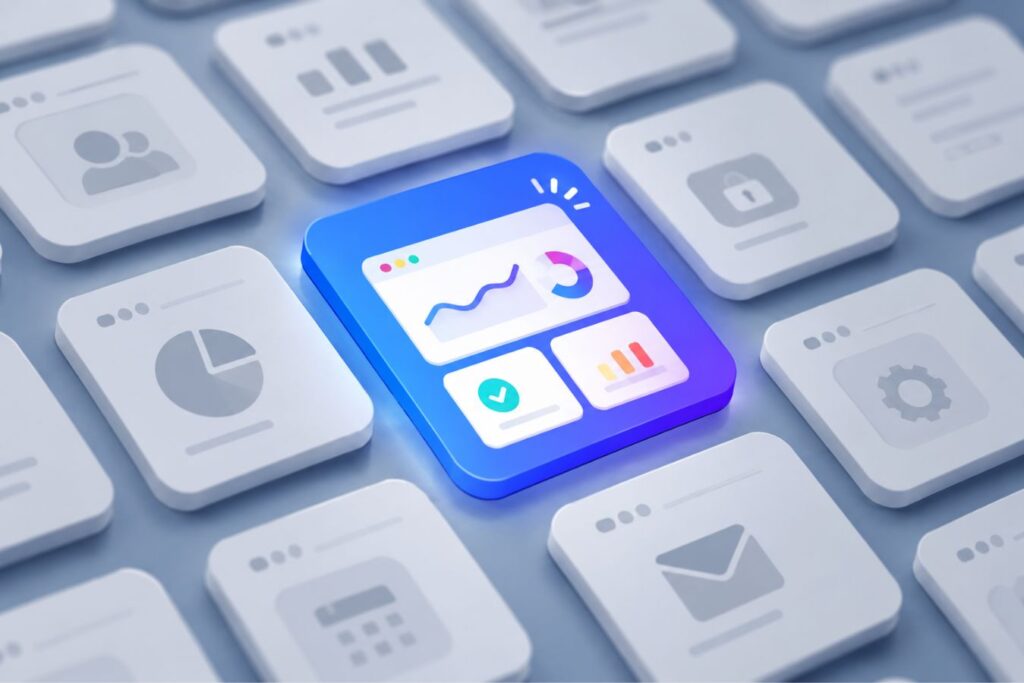 Modern SaaS dashboard interface with engaging 2D micro-animations and interactive UI elements standing out among similar software platforms, representing how motion design helps SaaS products capture attention and explain complex workflows.