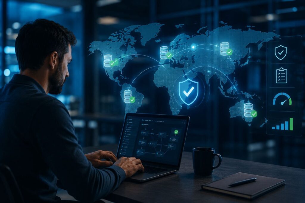 Executing edge database migration safely with globally distributed edge servers, real-time data synchronization, low-latency queries, and worldwide application performance optimization.